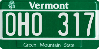 VT license plate OHO317