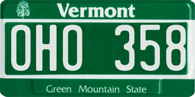 VT license plate OHO358
