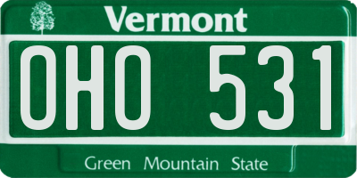 VT license plate OHO531