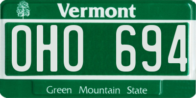 VT license plate OHO694