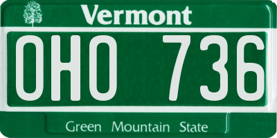 VT license plate OHO736
