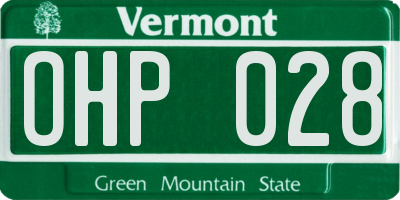 VT license plate OHP028