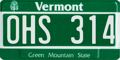 VT license plate OHS314