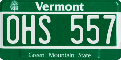 VT license plate OHS557