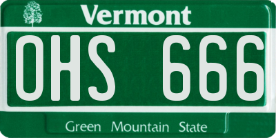 VT license plate OHS666