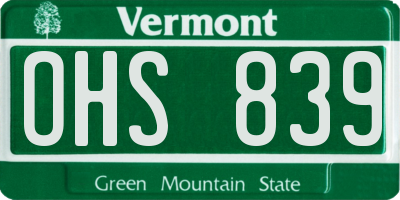 VT license plate OHS839