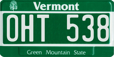 VT license plate OHT538