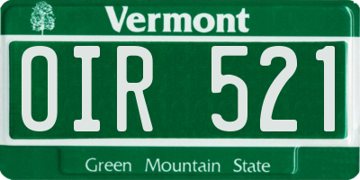 VT license plate OIR521