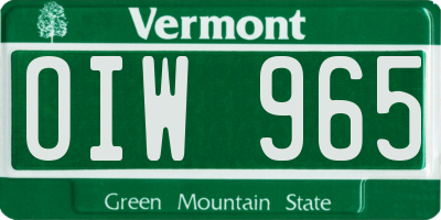 VT license plate OIW965