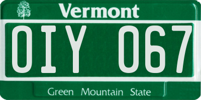 VT license plate OIY067