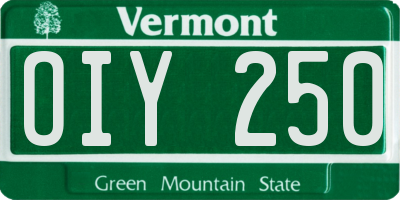 VT license plate OIY250