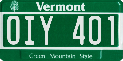 VT license plate OIY401