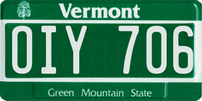 VT license plate OIY706