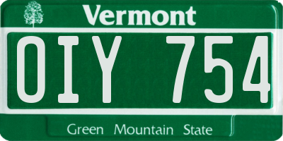 VT license plate OIY754