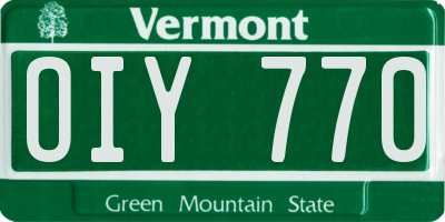 VT license plate OIY770