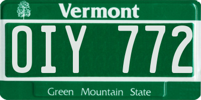 VT license plate OIY772
