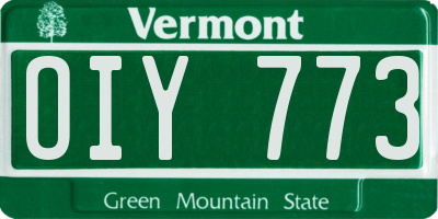 VT license plate OIY773