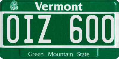 VT license plate OIZ600