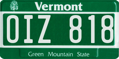VT license plate OIZ818