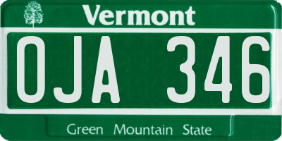 VT license plate OJA346