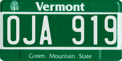 VT license plate OJA919