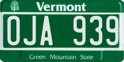 VT license plate OJA939