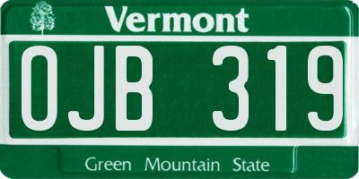 VT license plate OJB319
