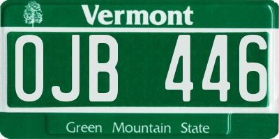 VT license plate OJB446