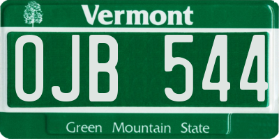 VT license plate OJB544
