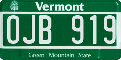 VT license plate OJB919