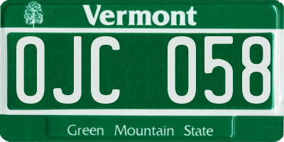 VT license plate OJC058