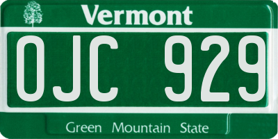 VT license plate OJC929