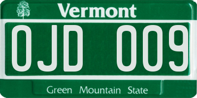 VT license plate OJD009