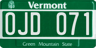 VT license plate OJD071