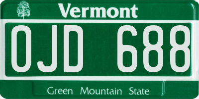 VT license plate OJD688