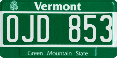 VT license plate OJD853