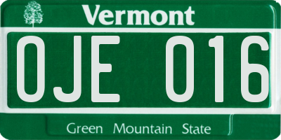 VT license plate OJE016