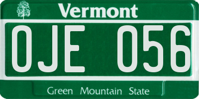 VT license plate OJE056