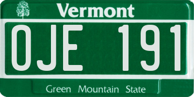 VT license plate OJE191