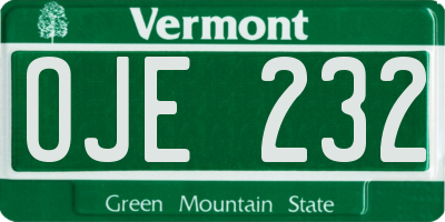 VT license plate OJE232