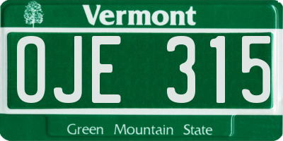 VT license plate OJE315