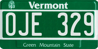 VT license plate OJE329