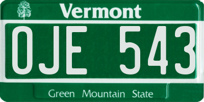 VT license plate OJE543