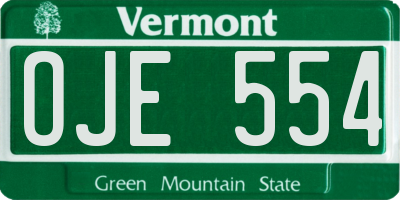 VT license plate OJE554