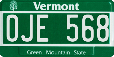 VT license plate OJE568