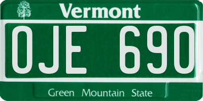 VT license plate OJE690