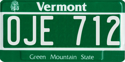 VT license plate OJE712