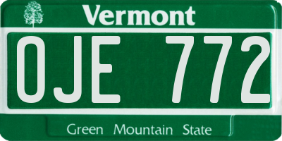VT license plate OJE772
