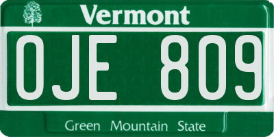 VT license plate OJE809