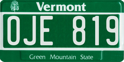 VT license plate OJE819